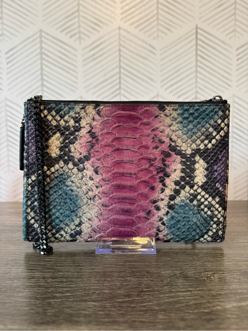 Coach Embossed Python Double-Zip Multicolor Crossbody Bag - Picture 2 of 8